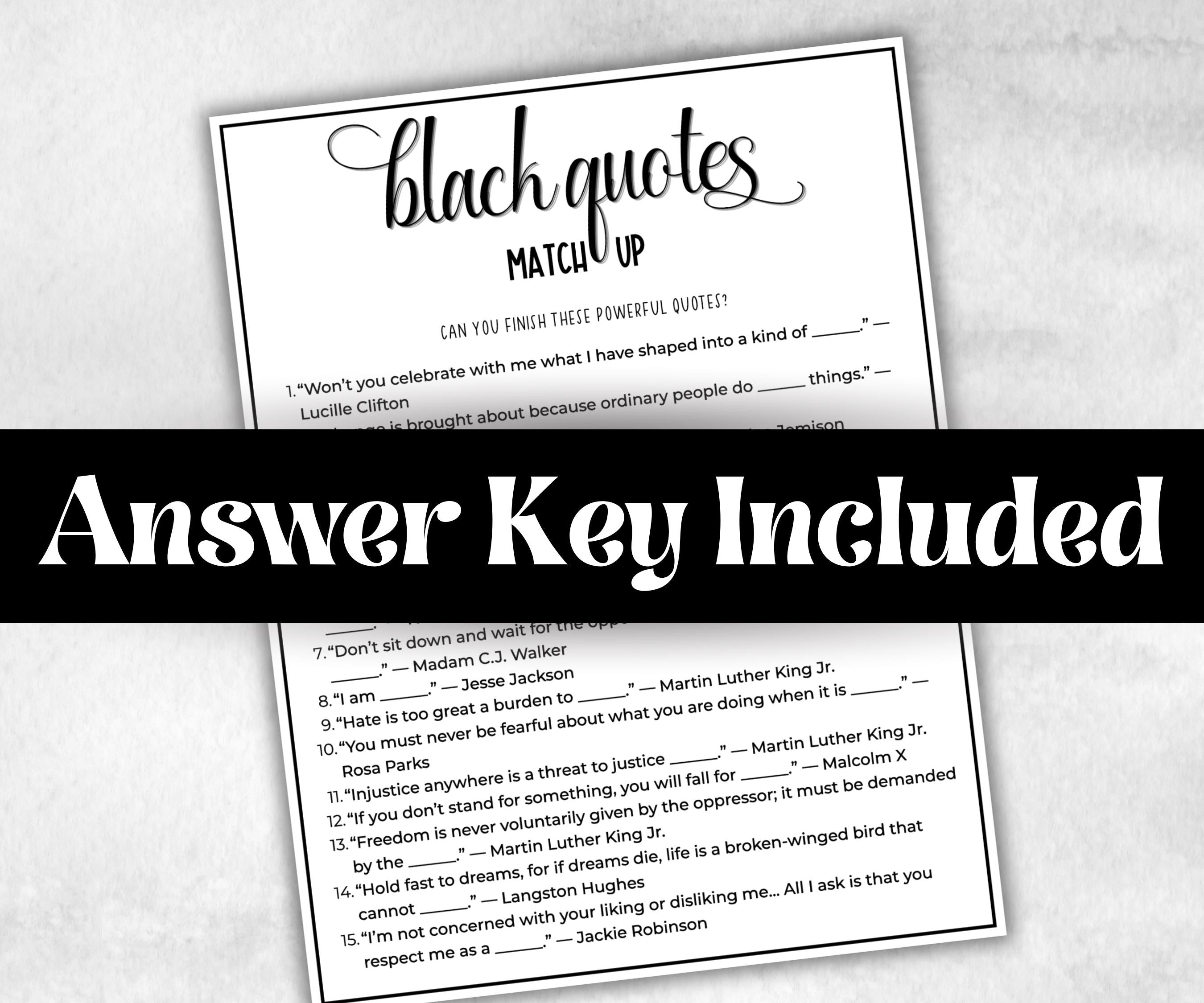 Famous Black Peoples Quotes, African American Quotes, Black Culture learning, inspirational, summer icebreaker party, community bbq quiz