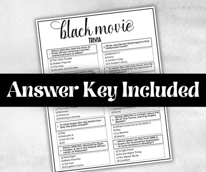 Black Movie Trivia, African American Quotes, Black Culture movie riddle, Movie Game Night, summer icebreaker party, summer bbq, popcorn game