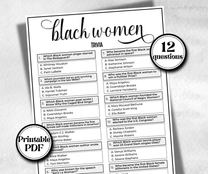 Iconic Black Women Trivia, African American, Black Culture baby shower, Mommy to be, womens day, baby sprinkle, black mama, icebreaker game