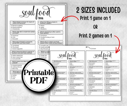 Soul food trivia, African American Quotes, Black Culture food quiz, Movie Game Night, summer icebreaker party, community bbq, picnic for kid