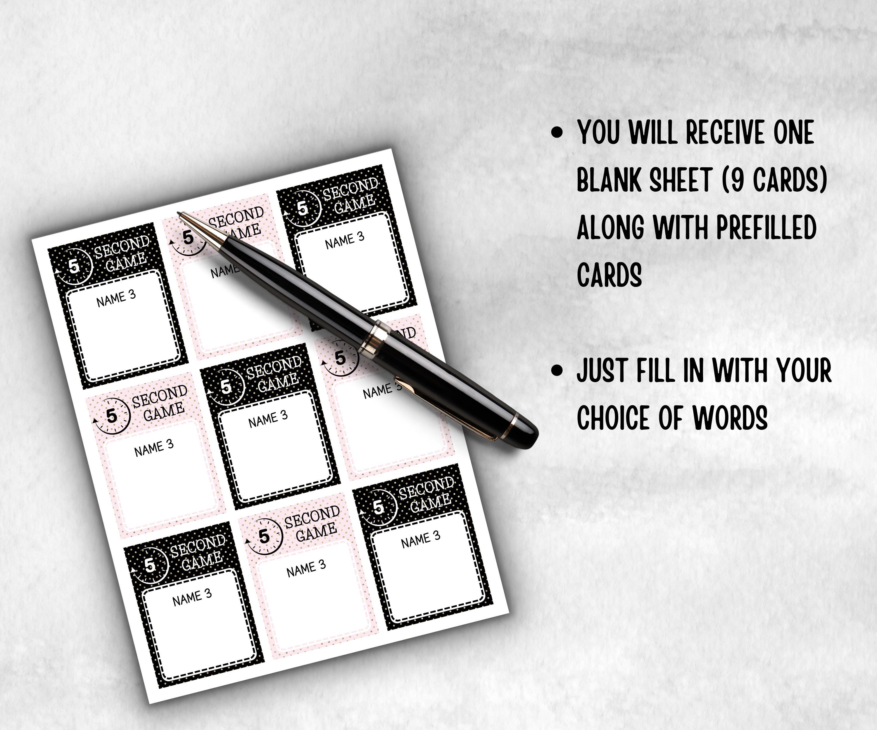 Ladies Night Out 5 second game, five seconds, think fast word game, think quick, galentine, hen party, womens day, bff girlfriend, printable