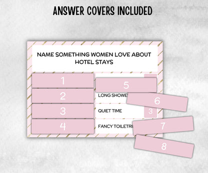 Ladies Night Friendly Feud, think fast word game, think quick, galentines, hen party, womens day, bff girlfriend, printable feud, Feud Cards