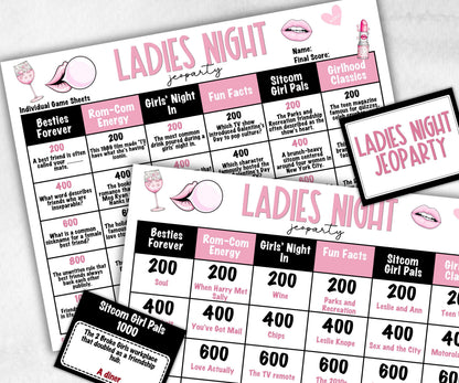 Ladies Night Jeoparty, think fast word game, think quick, galentines, hen party, womens day, bff girlfriend, printable feud, Feud Cards