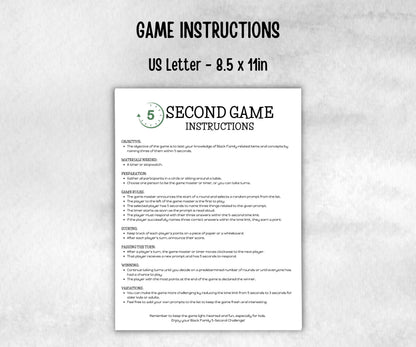Black Family Reunion 5 second game, African American, Black Culture, Birthday icebreaker activity, community picnic, classroom activity