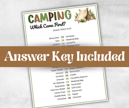 Camping Games Bundle, Nature Scavenger Hunt, summer fall spring winter camping, Trivia night, office team camping, camping themed birthday