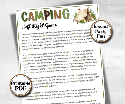 Camping Left Right, printable Gift Exchange story, gift passing poem, rhyme, pass the gift, pass the present, pass the parcel,