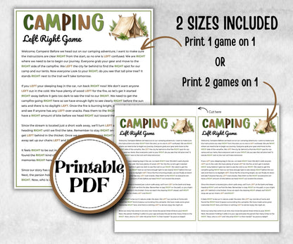 Camping Left Right, printable Gift Exchange story, gift passing poem, rhyme, pass the gift, pass the present, pass the parcel,