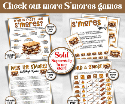 Build a S'more, Kids Classroom, Printable group party, campground, overnight camper, smore favor bag, church hiking travel, family reunion