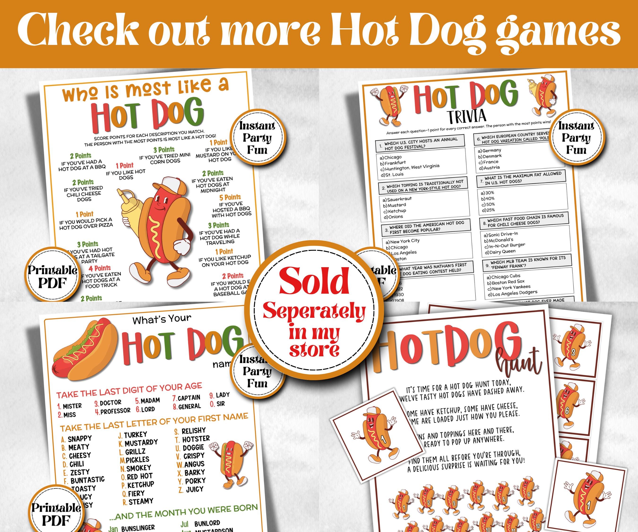 Hot Dog Scavenger Hunt for kids, Barbeque reunion, backyard hunt, National Hot Dog Day, Fast Food, July 4th, theme birthday, grilling month