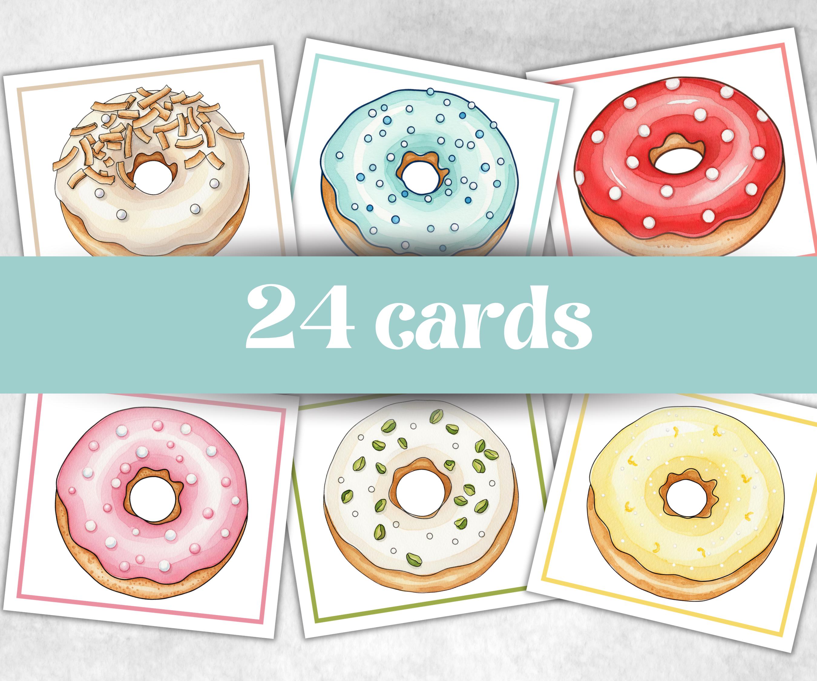 Donut Matching Game, Match The Donuts Halves, Symmetry Puzzles, Toddler Homeschool Educational, garden tea party, spring yard, teaching game