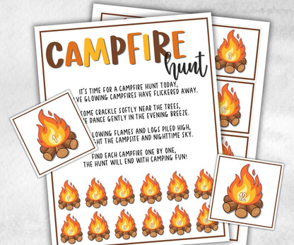 Campfire Scavenger Hunt, fire pit activities, Printable outdoor treasure hunt, backyard bbq, summer campfire, boy girl scout, campground
