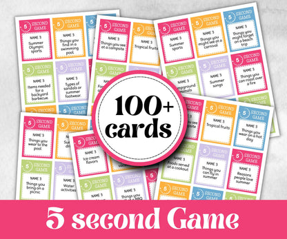 Summer 5 seconds game, Family Game Night, Ice breaker, beach party, breakfast, Road Trips, sunday school, pool party BBQ, five seconds quiz