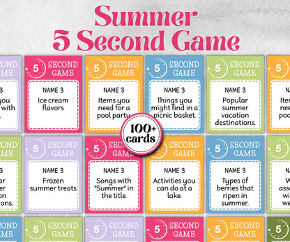 Summer 5 seconds game, Family Game Night, Ice breaker, beach party, breakfast, Road Trips, sunday school, pool party BBQ, five seconds quiz