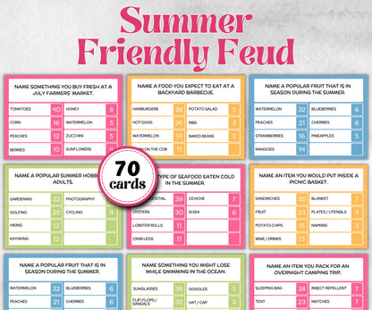 Summer Family Friendly Feud, Family Game Night, Ice breaker, beach party, breakfast, Road Trips, sunday school, pool party BBQ, Jeoparty