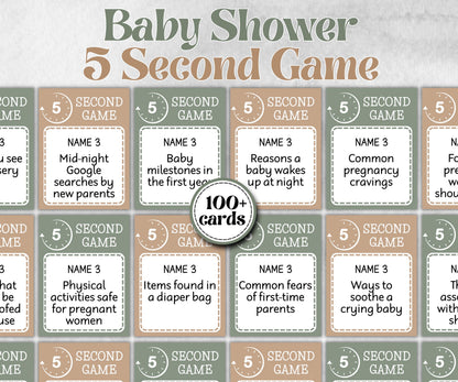 Green Baby Shower 5 second game, Funny Shower, Girl Boy Shower, expecting mom dad gift, minimalist mother to be quiz, team guess challenge