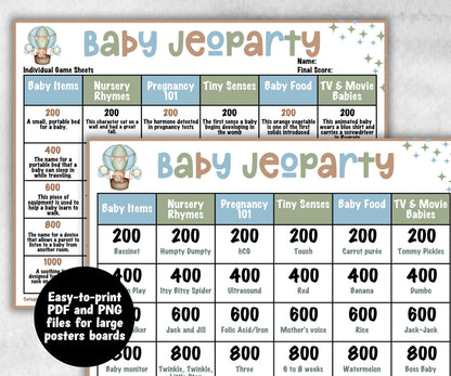 Green Baby Shower Jeoparty game, Funny Family game, Girl Boy Shower, expecting mom gift, minimalist mother to be quiz, team guess challenge