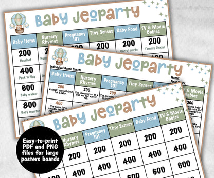 Green Baby Shower Jeoparty game, Funny Family game, Girl Boy Shower, expecting mom gift, minimalist mother to be quiz, team guess challenge