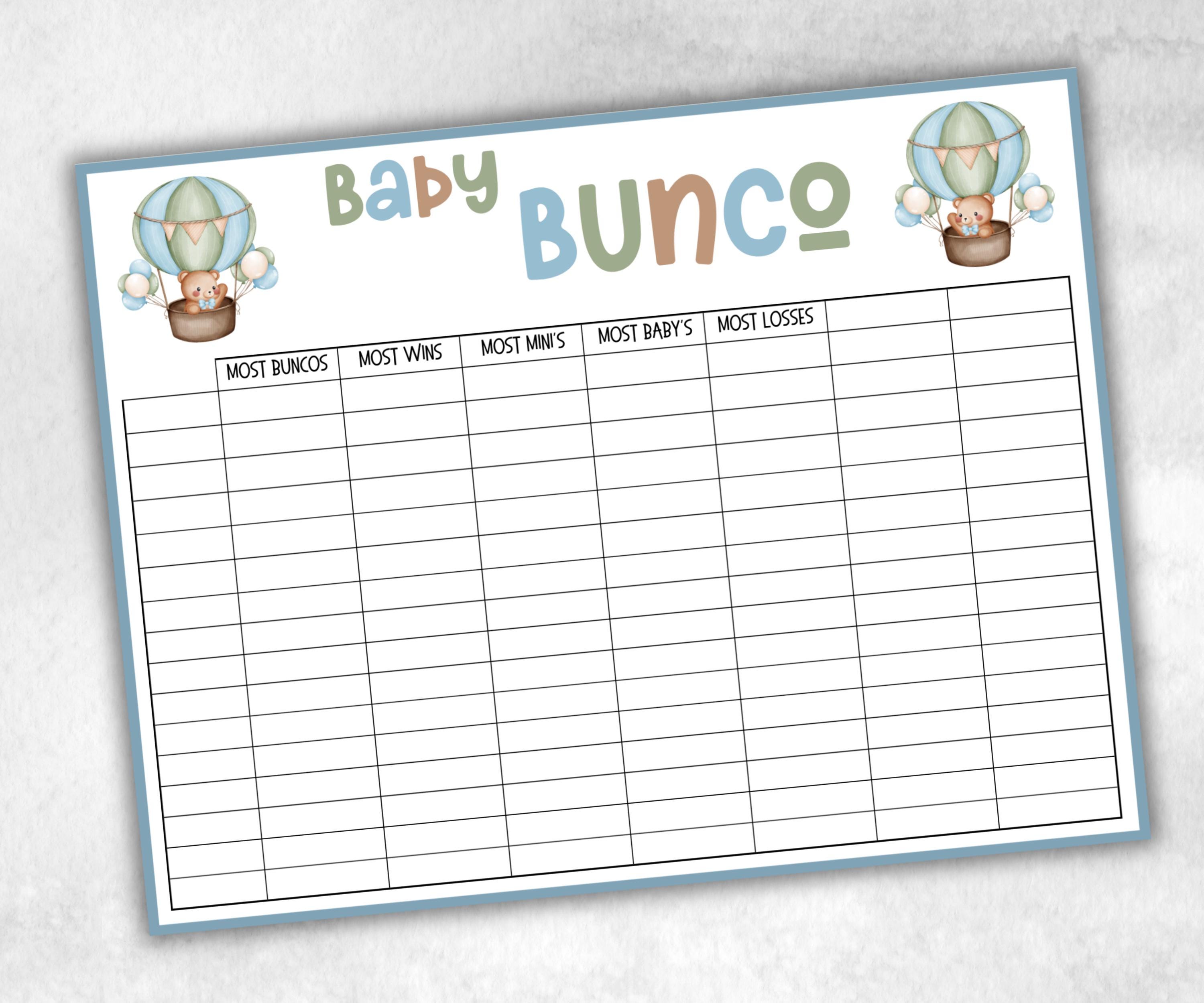 Green Baby Bear Bunco, funny Girl Boy dice, Score Sheet, Ghost player, Tally Sheets, minimalist mother to be quiz, team group challenge