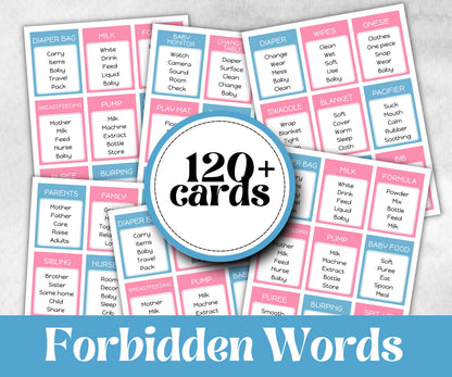 Gender Reveal Forbidden Word, Pastel Shower, don't say it, Coed printable Pregnancy Game, Girl Boy Funny Shower, expecting mom dad quiz gift