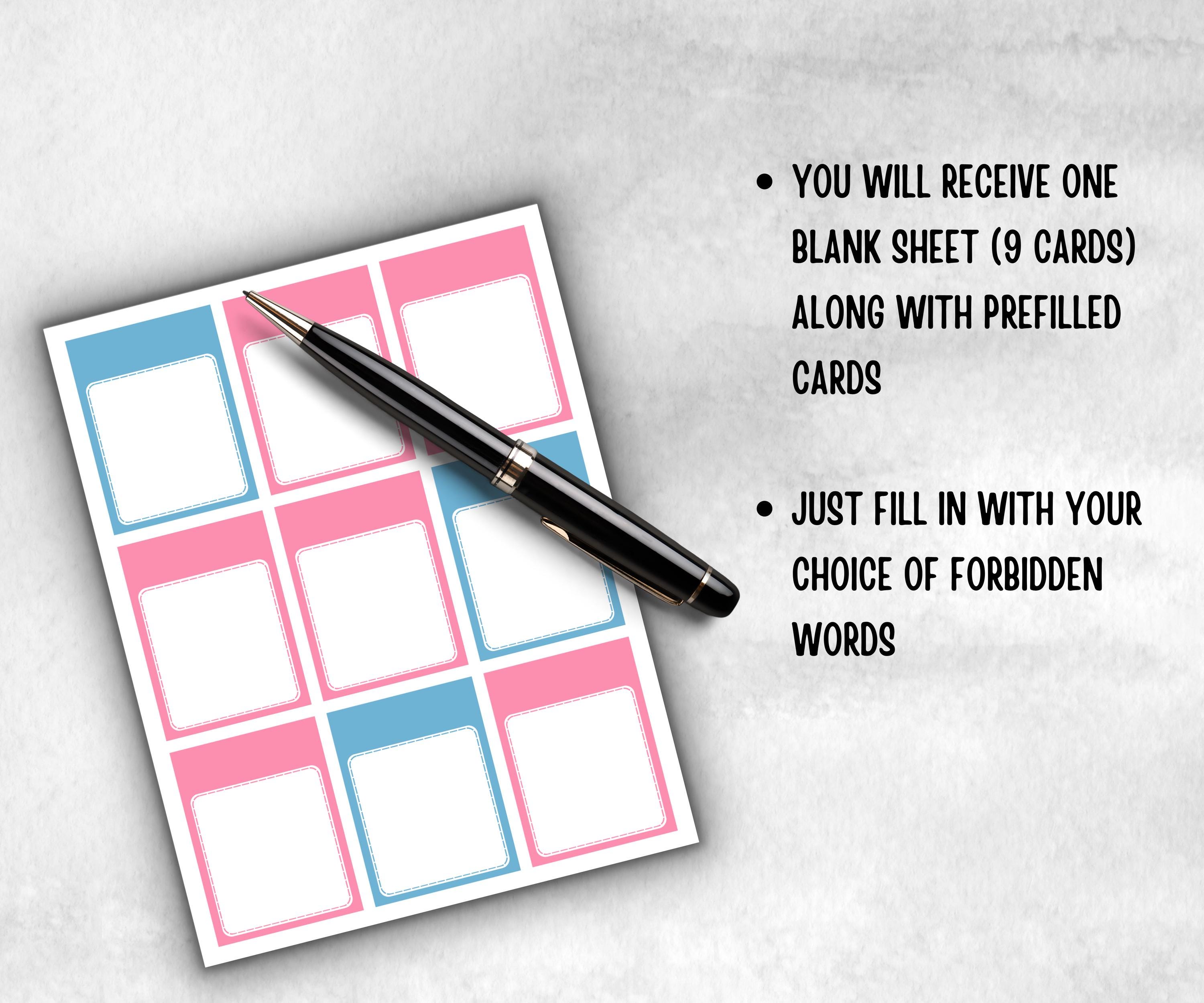 Gender Reveal Forbidden Word, Pastel Shower, don't say it, Coed printable Pregnancy Game, Girl Boy Funny Shower, expecting mom dad quiz gift