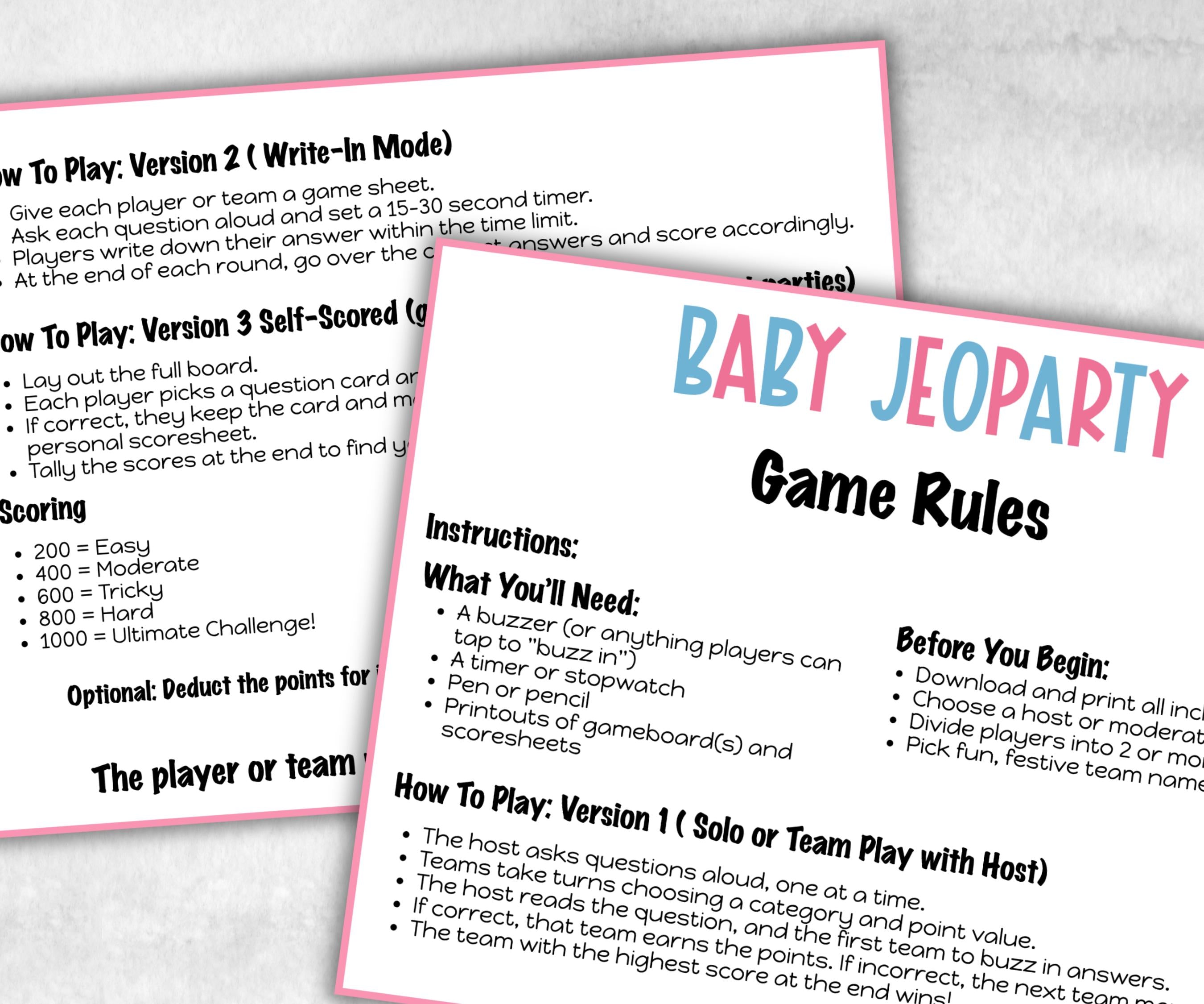Gender Reveal Jeoparty, Pastel Shower, don't say it, Coed printable Pregnancy Game, Girl Boy Funny Shower, expecting mom dad quiz gift pink