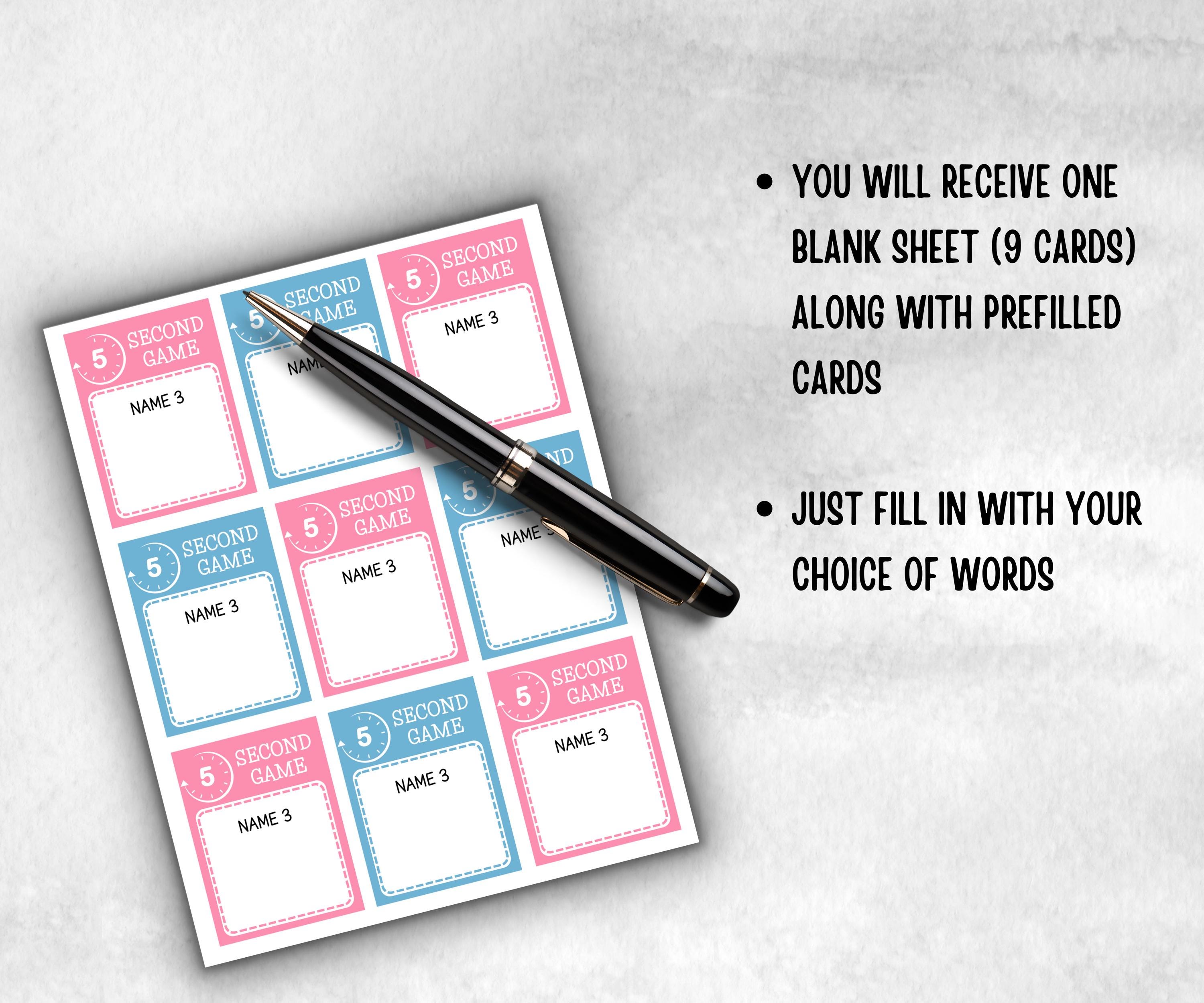 Gender Reveal 5 second game, Pastel Shower, Coed printable Pregnancy Game, Girl Boy Funny Shower, expecting mom dad quiz gift, five seconds