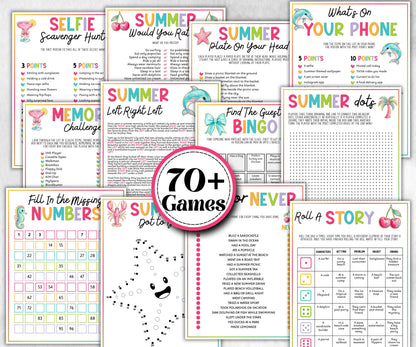 Summer Games Bundle, Family Game Night, Ice breaker, beach party, breakfast, Road Trips, pool party BBQ, Would you rather, kids teens tweens