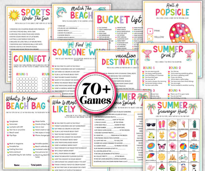 Summer Games Bundle, Family Game Night, Ice breaker, beach party, breakfast, Road Trips, pool party BBQ, Would you rather, kids teens tweens