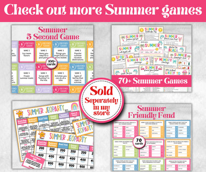 Summer Forbidden Words, Family Game Night, Dont say It, Ice breaker, beach party, breakfast, Road Trips, sunday school, pool party, BBQ game