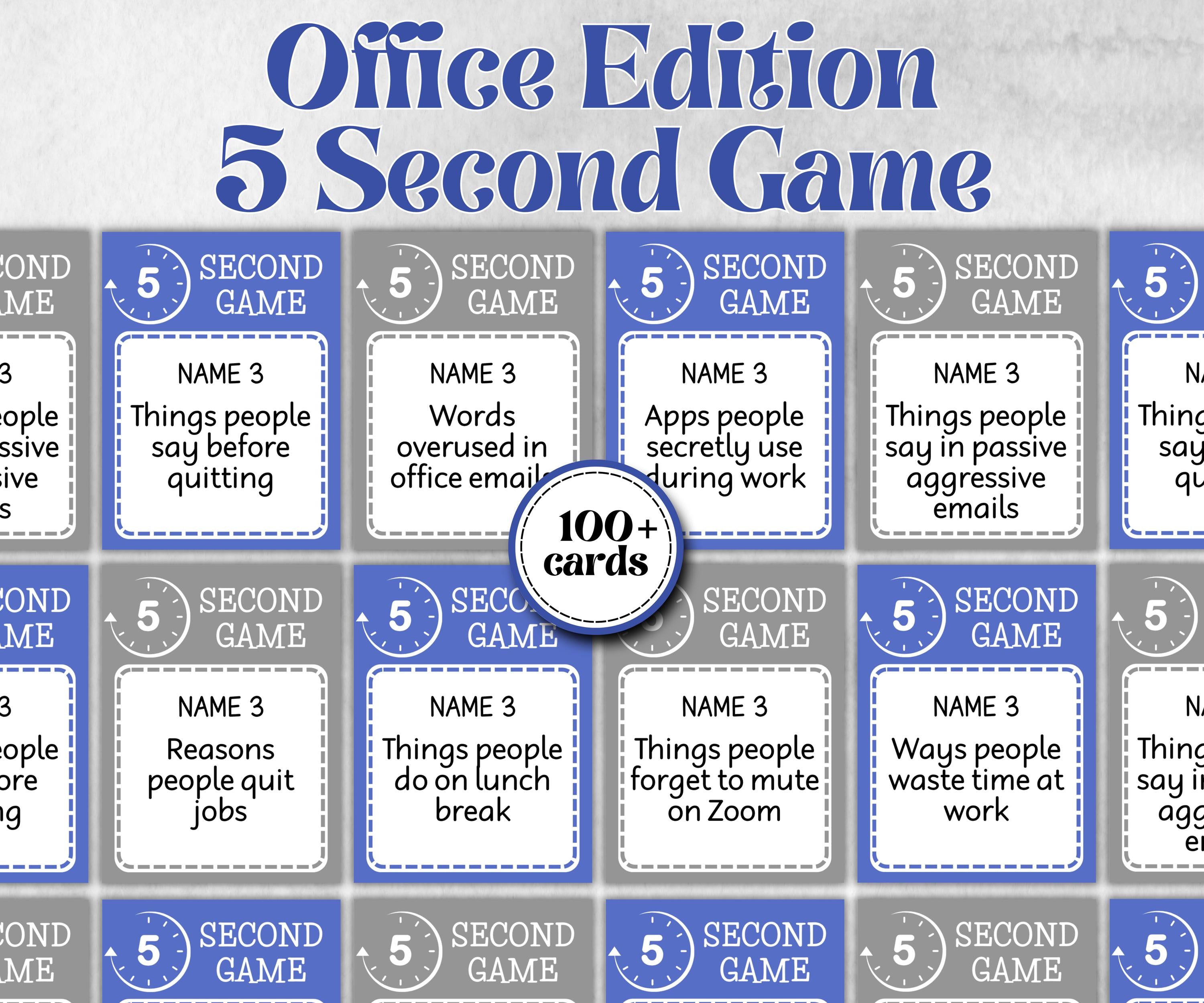 Office Work 5 second game, Office Teambuilding, Coworker Birthday, Retirement Party, Welcome Office Group Party, five second, think fast