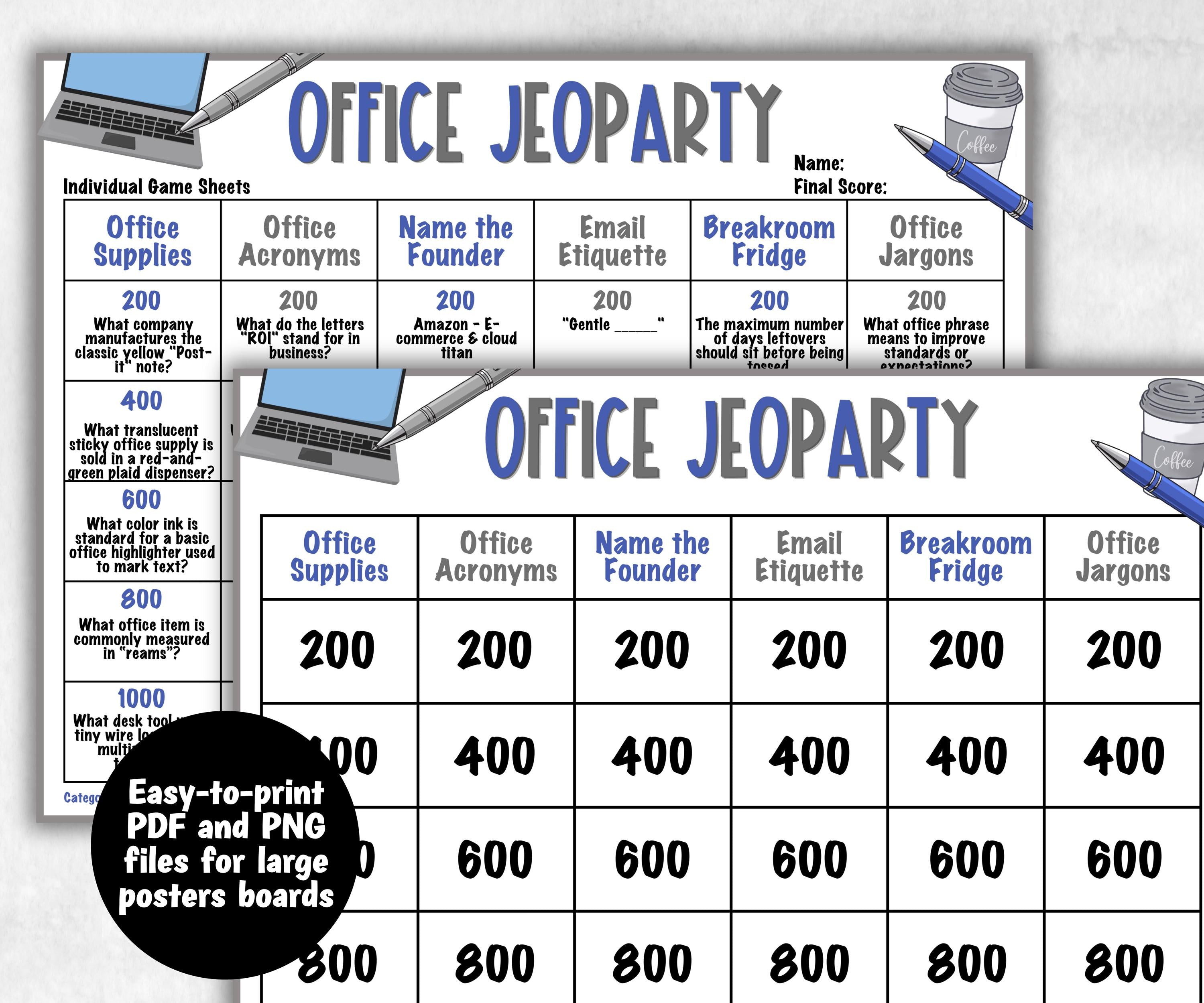 Office Work Jeoparty, Office Teambuilding, Coworker Retirement, Birthday Party, Welcome Party, Office Group Party, Friendly Feud Group game