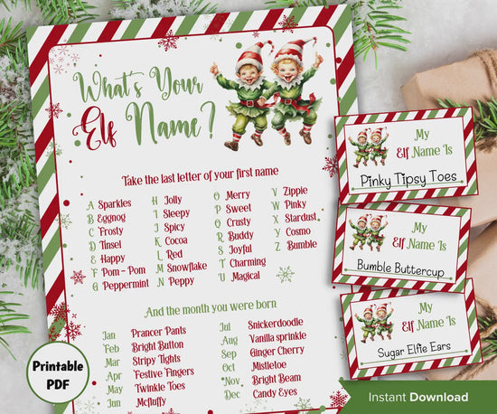 Holiday party games, Kids Christmas, Elf name board sign, Elf name generator, Christmas activities, What's Your Elf  name, Elf name tag game