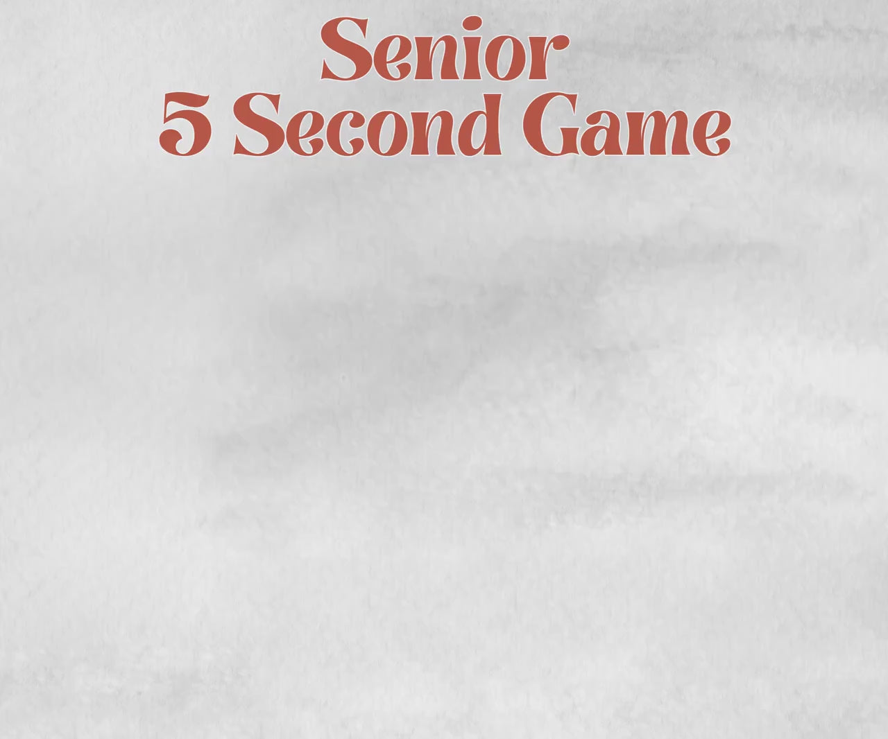 Senior Living 5 second game, senior citizens birthday, milestone, senior party game night, black grandma grandpa, think fast, five seconds