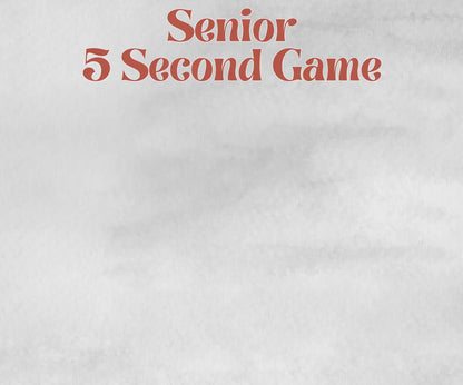 Senior Living 5 second game, senior citizens birthday, milestone, senior party game night, black grandma grandpa, think fast, five seconds
