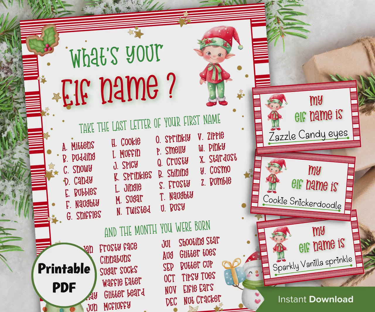 Elf name tag game, Kids Christmas, Elf name board sign, Elf name generator, Christmas activities, Holiday party games, What's Your Elf  name