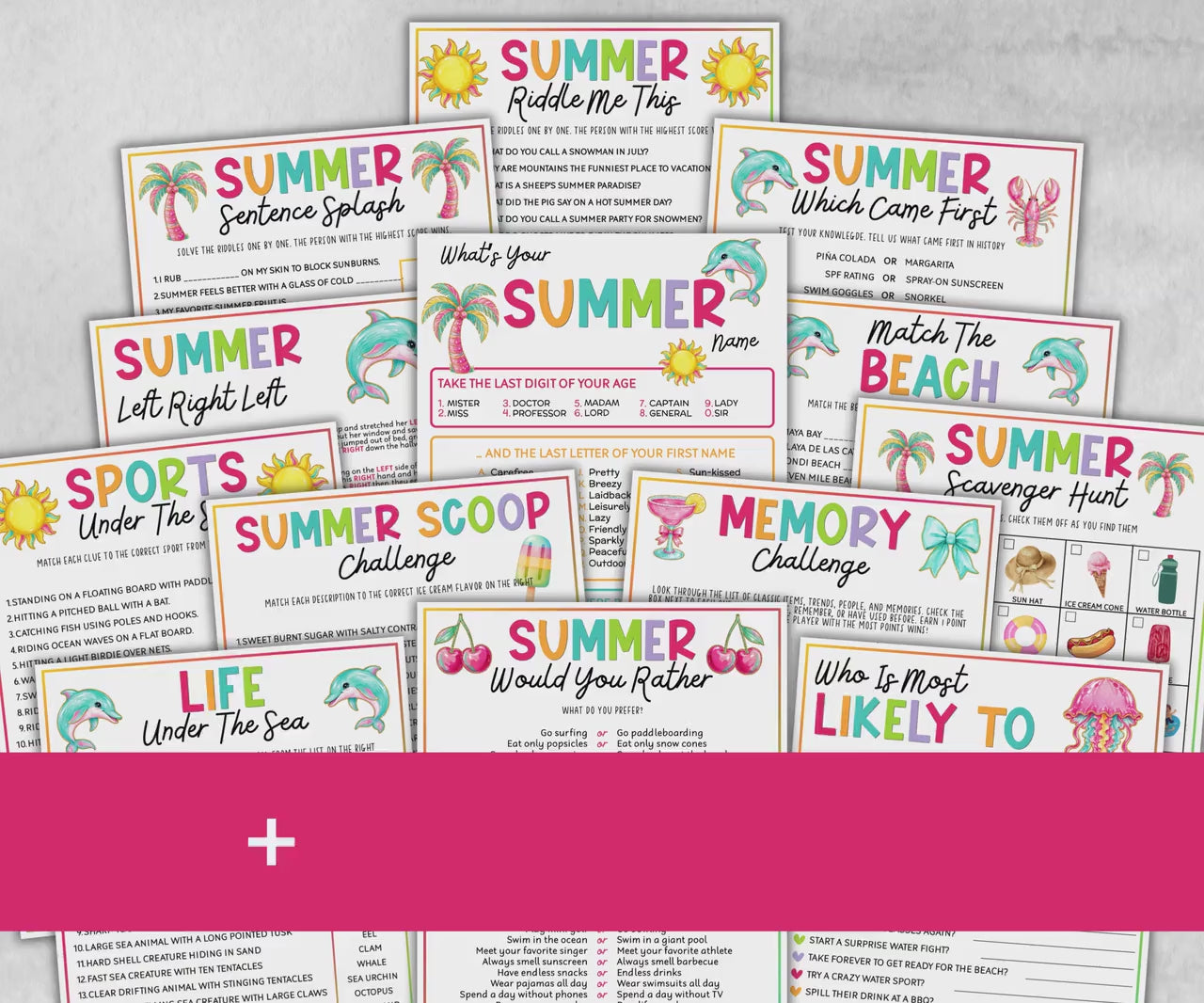 Summer Games Bundle, Family Game Night, Ice breaker, beach party, breakfast, Road Trips, pool party BBQ, Would you rather, kids teens tweens