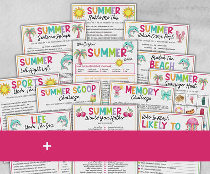 Summer Games Bundle, Family Game Night, Ice breaker, beach party, breakfast, Road Trips, pool party BBQ, Would you rather, kids teens tweens