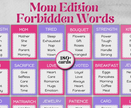 Mom Edition Forbidden Words, Mothers Day, Kindergarten esl activity kids, Word Ban, Daycare, Homeschool Activity, vocabulary quiz, Birthday