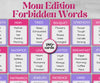 Mom Edition Forbidden Words, Mothers Day, Kindergarten esl activity kids, Word Ban, Daycare, Homeschool Activity, vocabulary quiz, Birthday